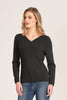 Womens LS V Rib Wrap Jumper Black  RM2055