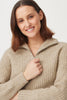 Unisex Kenzie Zip Sweater-Latte Ecru-100155