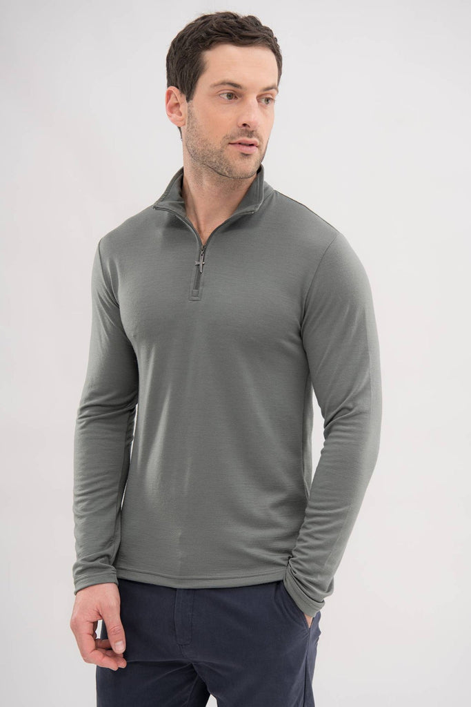 Mens Pua Zip Shirt Olive-9379
