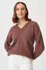 Womens Goldie V Neck Sweater Pecan  100224