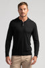 Mens Long Sleeve Knit Polo Black  100021VN