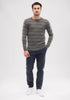 Mens Ned Striped Crew Bayleaf/DarkNavy 100085