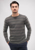 Mens Ned Striped Crew Bayleaf/DarkNavy 100085