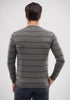 Mens Ned Striped Crew Bayleaf/DarkNavy 100085