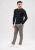 Mens Ned Striped Crew Black/Bayleaf 100085