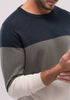 Mens Segment Sweater Dark Navy/Ecru Multi 100165