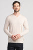 Mens Simple Merino Vee - Oatmeal-1768