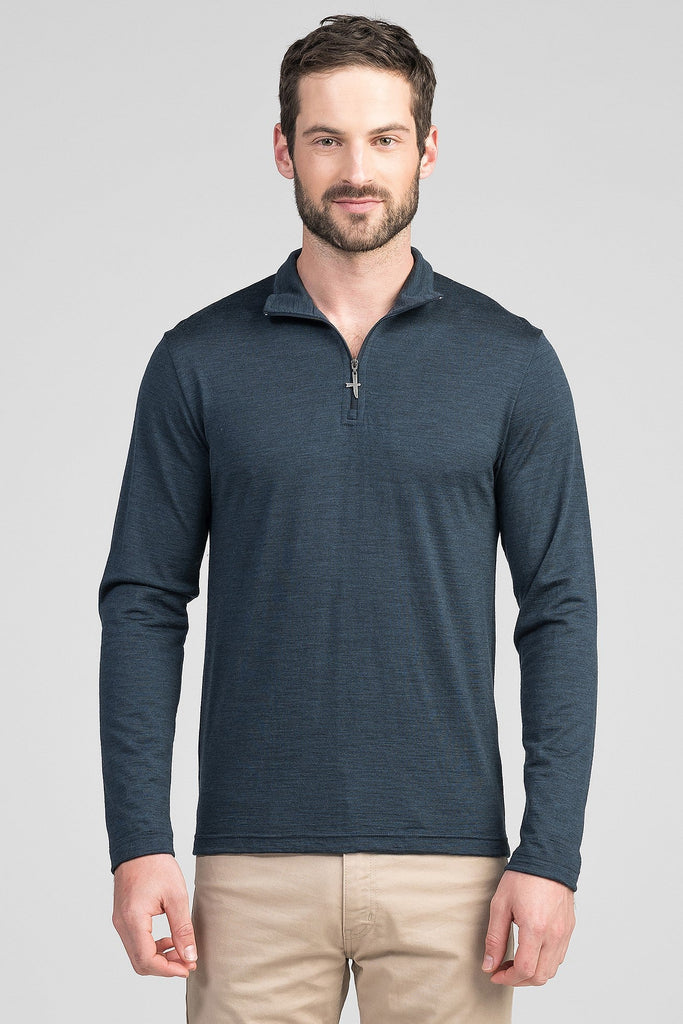 Mens Pua Zip Shirt Tasman Melange-9379