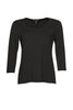 Womens MicroModal Easy Fit 3/4 Sleeve U Scoop Neck Black 2400