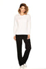 Womens MicroModal Easy Fit Long Sleeve Crew White 9497