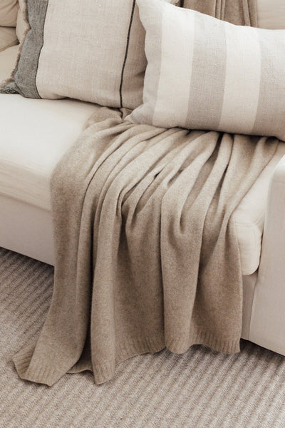 Large Possum Merino Throw Latte 0385