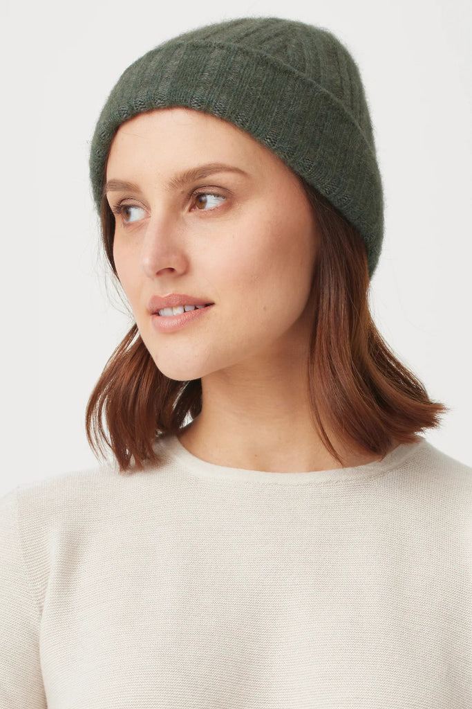 Unisex Rib Beanie Cinnabar Wilderness/ Bayleaf 0494