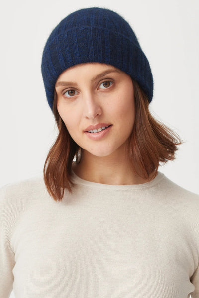 Unisex Rib Beanie Zephyr/ Dark Navy 0494