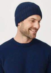 Unisex Rib Beanie Zephyr/ Dark Navy 0494