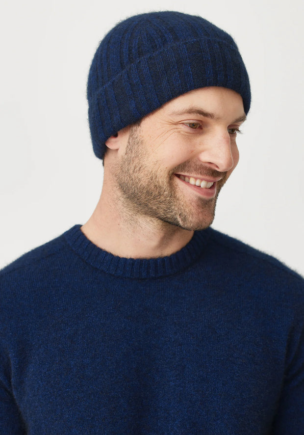 Unisex Rib Beanie Zephyr/ Dark Navy 0494