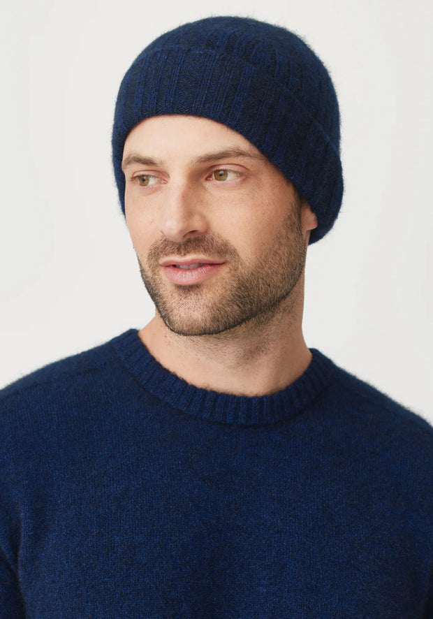 Unisex Rib Beanie Zephyr/ Dark Navy 0494