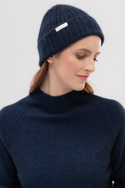 Unisex MM Rib Beanie Zephyr/Dark Navy 0527