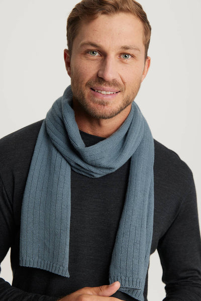 Unisex Rib Merino Scarf Bluestone UW0567