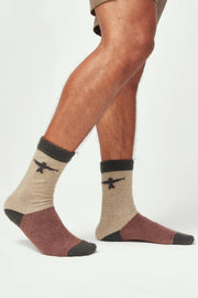 Unisex Colour Block Kite Socks Latte Pecan Multi 0583
