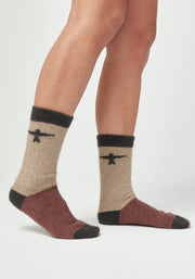 Unisex Colour Block Kite Socks Latte Pecan Multi 0583
