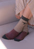 Unisex Colour Block Kite Socks Latte Pecan Multi 0583