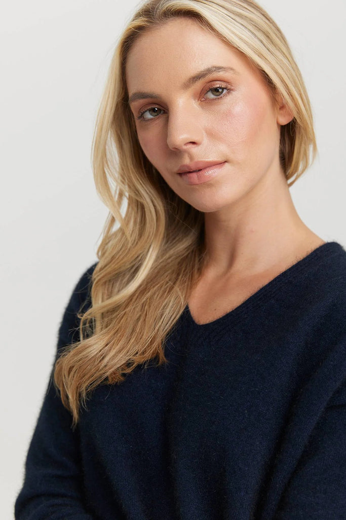 Womens Relax V Sweater Navy-100077