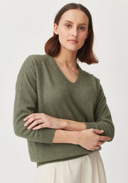 Womens Relax V Sweater Sage-100077