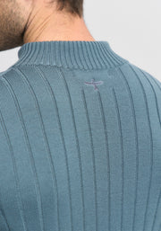 Mens Finn Merino Zip Sweater - Bluestone