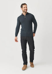 Mens Finn Merino Zip Sweater Schist 100083