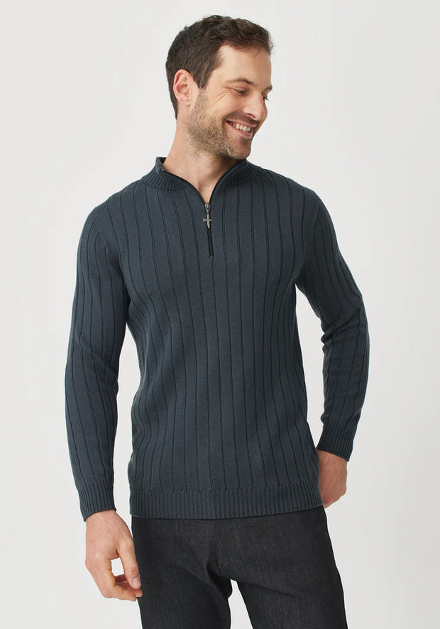 Mens Finn Merino Zip Sweater Schist 100083