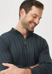 Mens Finn Merino Zip Sweater Schist 100083