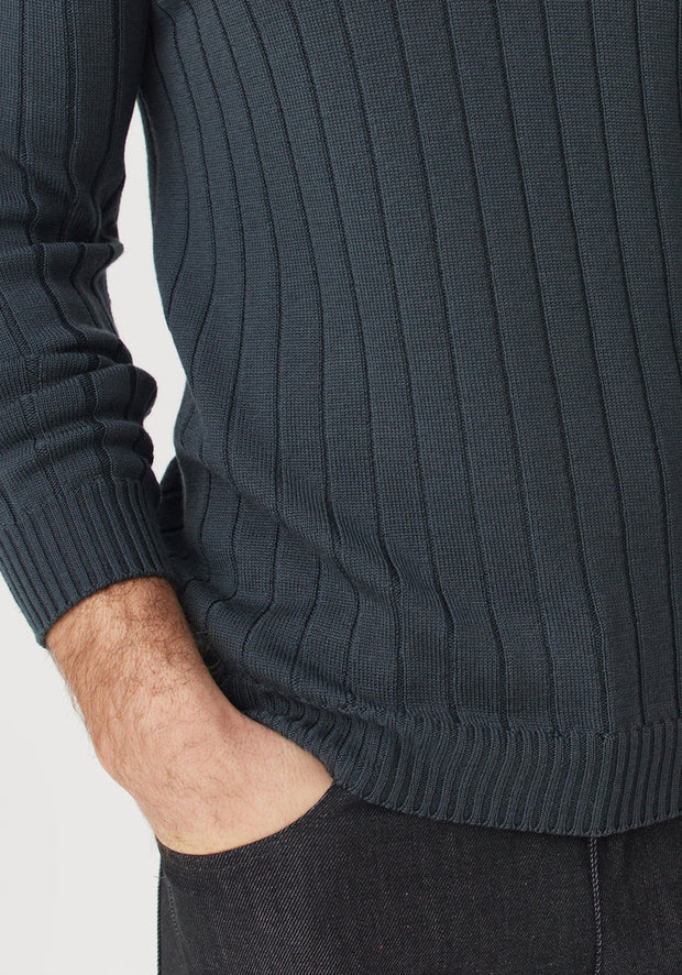 Mens Finn Merino Zip Sweater Schist 100083