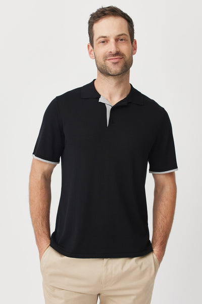 Mens Arman SS Polo Black/Silver 100200Vn
