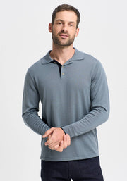 Mens Harry Long Sleeve Polo-Pigeon/Black-100237