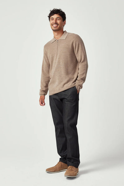 Mens Bay Half Zip Cobblestone/Ecru 100345vn