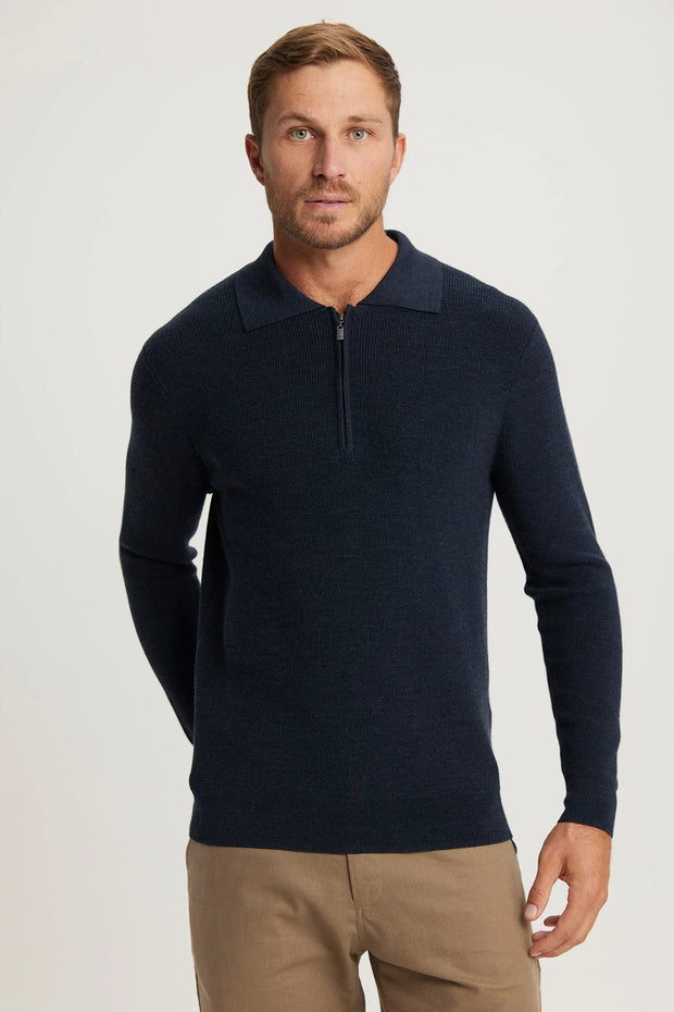 Mens Lee Half Zip  Dark Navy 100259vn