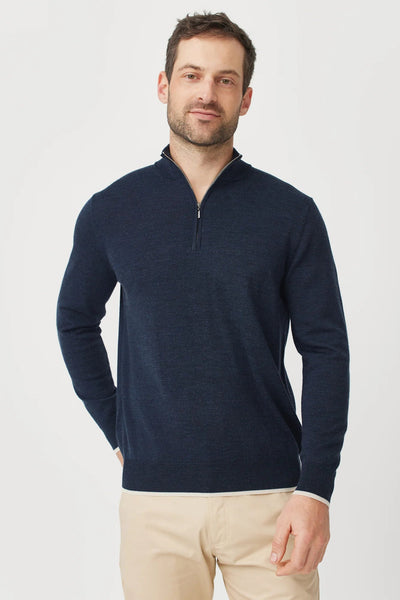 Mens Bay Half Zip-DarkNavy/Ecru-100345vn