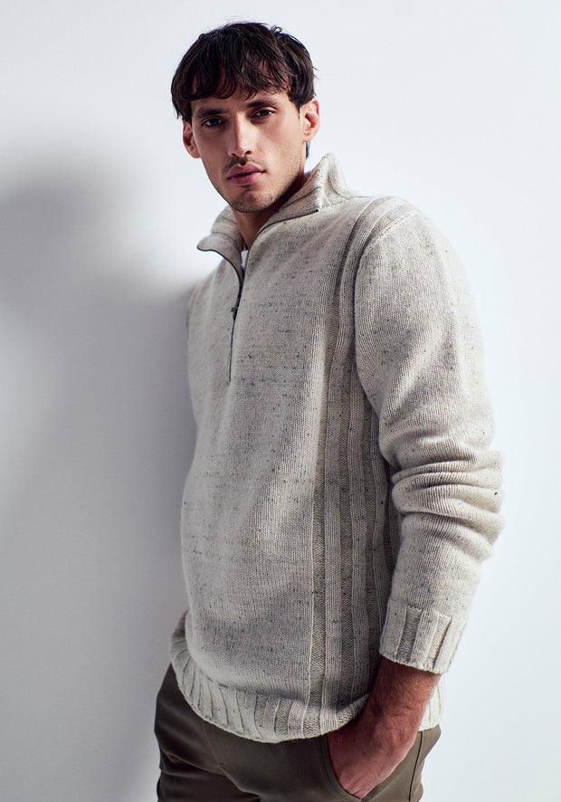 Mens Matatua Half Zip  Beech Fleck 100438