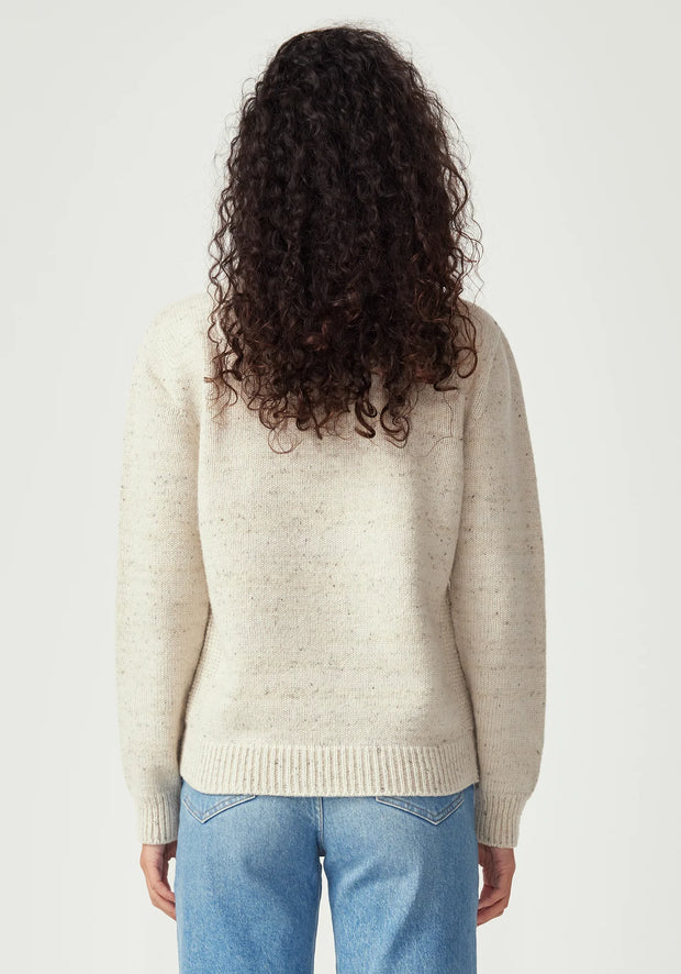 Womens Chunky Half Zip Beech Fleck 100439