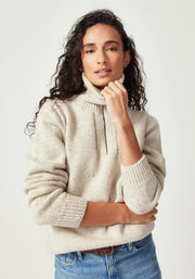 Womens Chunky Half Zip Beech Fleck 100439