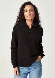 Womens Chunky Half Zip Chocolate 100447