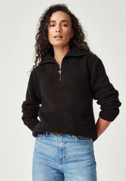 Womens Chunky Half Zip Chocolate 100447