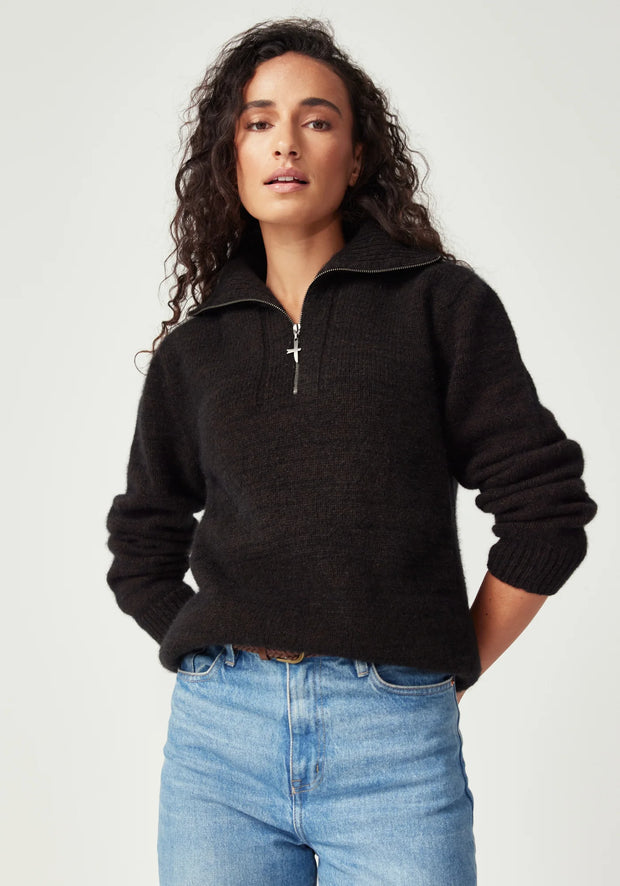 Womens Chunky Half Zip Chocolate 100447