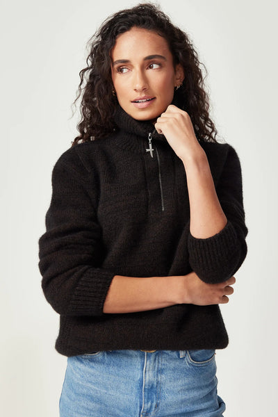 Womens Chunky Half Zip Chocolate 100447
