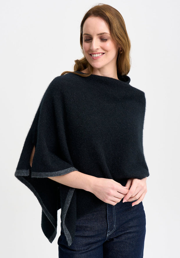 Womens Two Tone Poncho