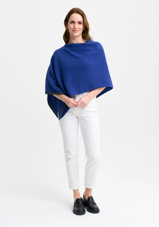 Womens Two Tone Poncho Lapis/Sate 1623
