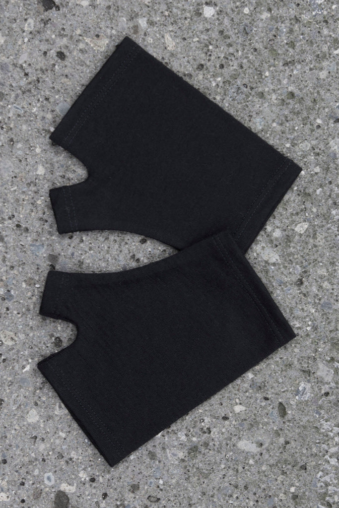 Merino Fingerless Gloves - Hobo Length Black