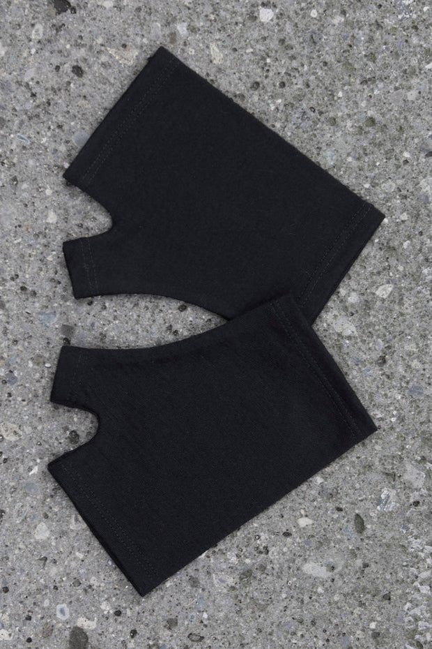 Merino Fingerless Gloves - Hobo Length Black