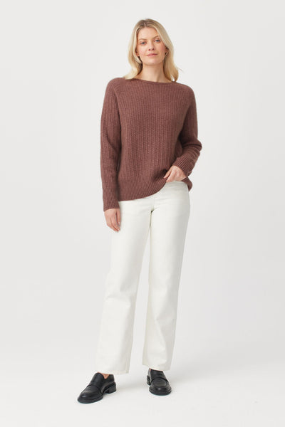 Womens Meadow Crew Sweater-Pecan-100323