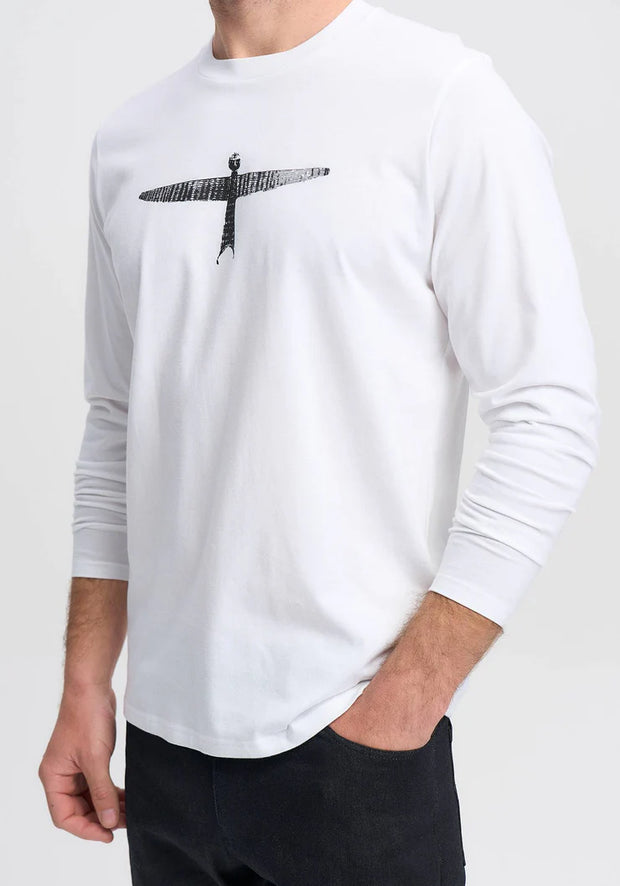 Mens Project U L/S Tee White/Black 900004